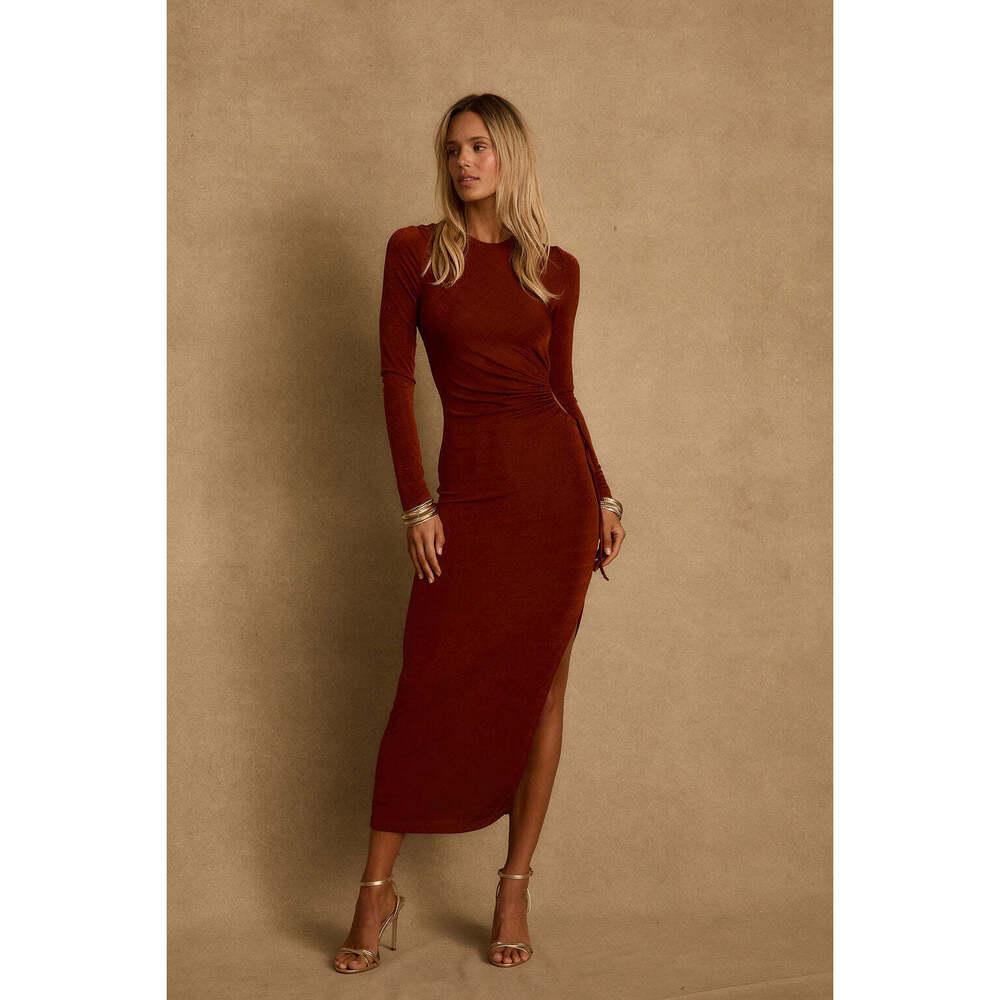 12th Tribe Aftergold Rust Cutout Midi Dress Size SS